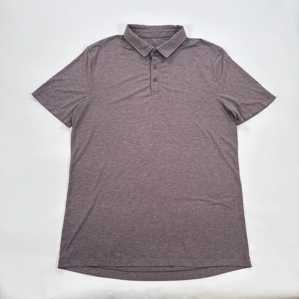 Lululemon Mens Evolution Polo Medium Purple Heathered Short Sleeve Golf Athletic